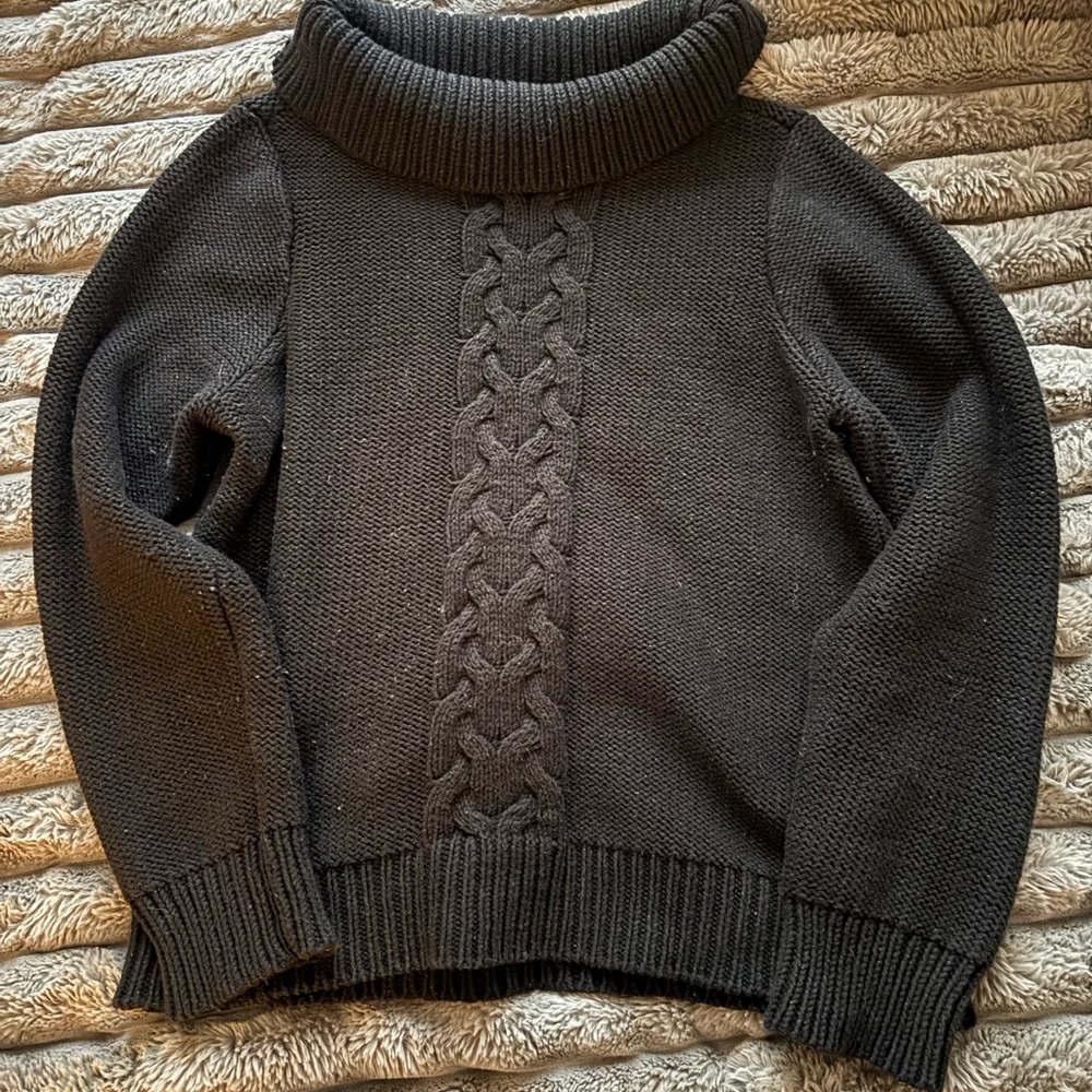 Liz Claiborne black Cable Knit Turtleneck Sweater